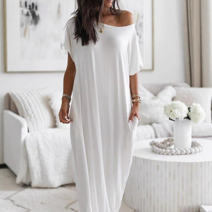 👗 50% OFF NOW! 🌸 Women's Breathable V-Neck Dress – Pockets, Wrinkle-Free & Flattering Fit 🏖️