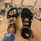 👡 50% OFF NOW! 🌸 Women's Round Toe Flat Breathable Sandals – Floral Metal Accents, Adjustable Strap & Cushioned Footbed ✨