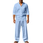 👔 50% OFF NOW! 🌿 Men's Casual Breathable Shirt and Pants Set – Linen Blend & Relaxed Fit – Functional Design & Solid Colors 🚶‍♂️