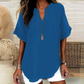 👕 60% OFF NOW! 🌸 Fashion Loose Short Sleeve Top – Notched V-Neck, Asymmetrical Hem & Lightweight Fabric (5 Colors, S–2XL) ✨