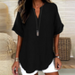 👕 60% OFF NOW! 🌸 Fashion Loose Short Sleeve Top – Notched V-Neck, Asymmetrical Hem & Lightweight Fabric (5 Colors, S–2XL) ✨