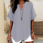👕 60% OFF NOW! 🌸 Fashion Loose Short Sleeve Top – Notched V-Neck, Asymmetrical Hem & Lightweight Fabric (5 Colors, S–2XL) ✨