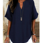 👕 60% OFF NOW! 🌸 Fashion Loose Short Sleeve Top – Notched V-Neck, Asymmetrical Hem & Lightweight Fabric (5 Colors, S–2XL) ✨