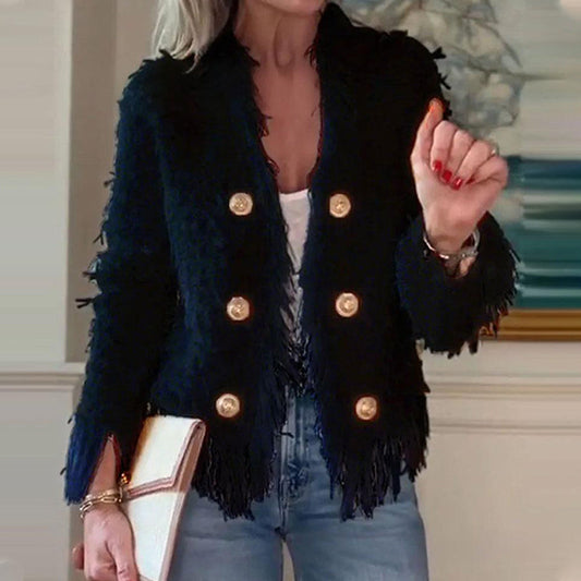 Women’s Fashion Button Tassel Short Coat（50% OFF）