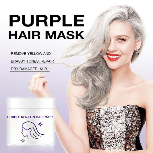 💜 BUY 2 GET 1 FREE! ✨ Purple Keratin Hair Mask - Intense Repair for Curly or Color-Treated Hair, Restores Shine & Softness in 3 Mins 🌿🧴