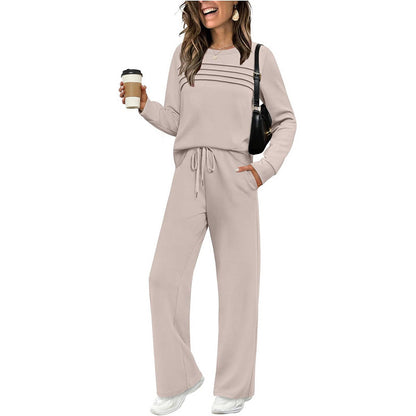 👗 60% OFF! ✨ Women's Crew Neck Top & Drawstring Pants Set – Stylish & Comfortable 🌟