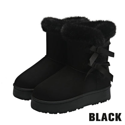 👢 68% OFF NOW! ✨ Women's Plush Bowtie Platform Snow Boots - Thermal Insulated & Waterproof Winter Boots with Anti-Slip Sole for Snowy Days ❄️🎀