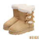 👢 68% OFF NOW! ✨ Women's Plush Bowtie Platform Snow Boots - Thermal Insulated & Waterproof Winter Boots with Anti-Slip Sole for Snowy Days ❄️🎀