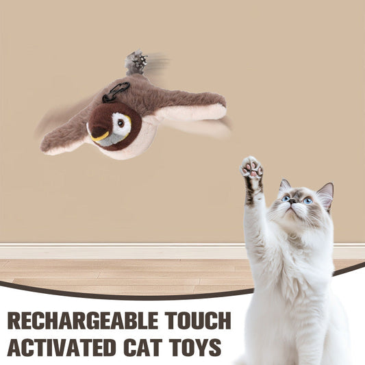 🐱 50% OFF NOW! ✨ Rechargeable Touch Activated Cat Toys - Realistic Sound Effects & Flashing Lights for Interactive Play with Auto Sensor 🔄💫
