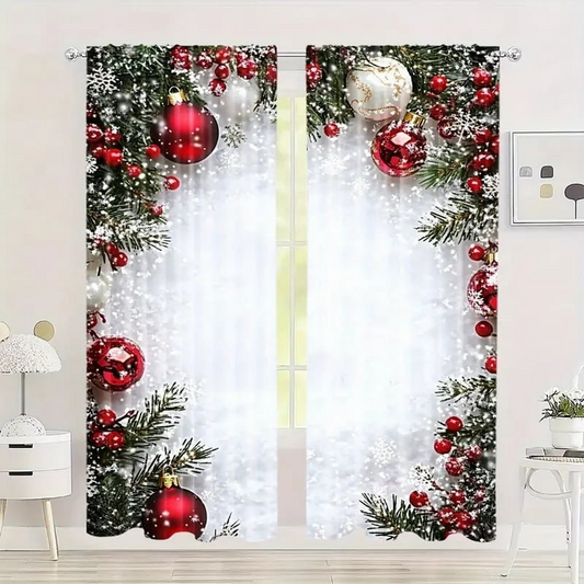 🪟 50% OFF CHRISTMAS SALE! ✨ Christmas Window Curtains 2-Piece Set - Festive Patterns with Blackout Lining for Holiday Home Decor 🎄❤️