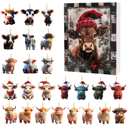 🎄 CHRISTMAS SALE 60% OFF! ✨ Advent Calendar with Highland Cow Design - 24 Surprise Boxes with Festive Treats for Holiday Countdown 🐮❤️