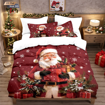 🎄 50% OFF NOW! ✨ Festive Christmas 3-Piece Duvet Cover Set - Soft Brushed Polyester with Holiday Patterns for Cozy Seasonal Decor 🛏️❤️
