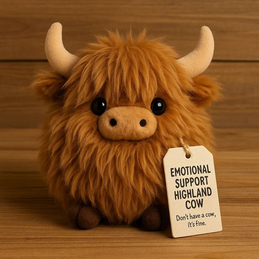 🐮 50% OFF NOW! ✨ Emotional Support Highland Cow Plush - Ultra-Soft 25cm Hugging Pillow with Calming Weight for Anxiety Relief 🌙💖