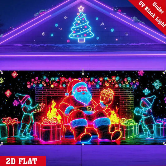 🎄40% OFF! ✨ Christmas Garage Door Cover Banner - UV-Reactive Design with 2 Lighting Modes for Festive Outdoor Decor 🚗🌟