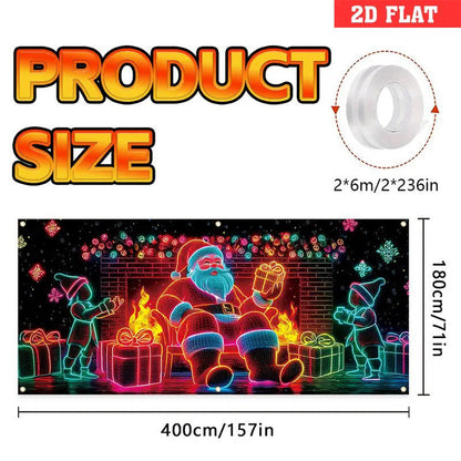🎄40% OFF! ✨ Christmas Garage Door Cover Banner - UV-Reactive Design with 2 Lighting Modes for Festive Outdoor Decor 🚗🌟