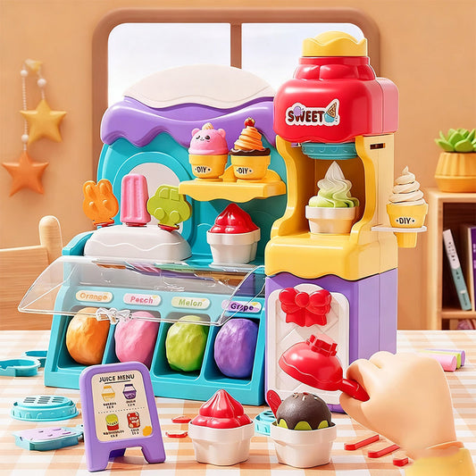 🎄 60% OFF! 🍦 DIY ICE CREAM PLAY DOUGH - 6 Colors & 10 Tools, Non-Toxic Sensory Toy for Creative Play, Perfect Gift for Ages 3-8 🎁✨