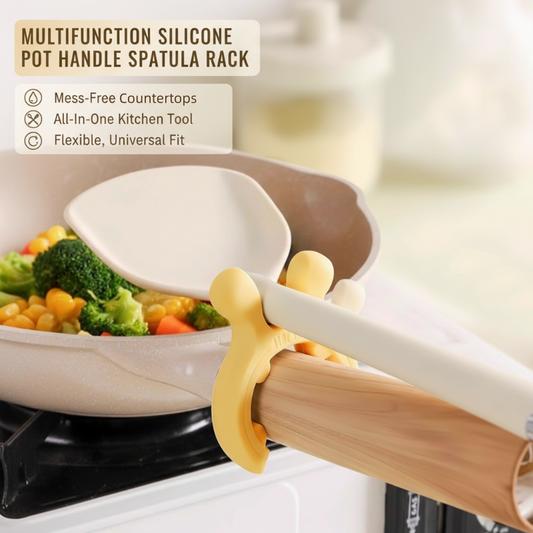 🥘 BUY 2 GET 1 FREE! 🎉 6-in-1 Silicone Pot Handle & Utensil Holder – Heat Resistant, Space Saving & Easy Clean 📦