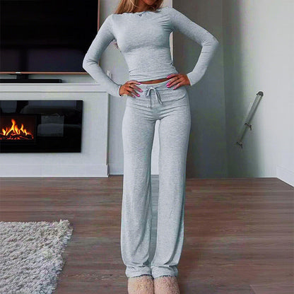 👚 50% OFF NOW!✨ Women's Casual 2-Piece Set – Slim Top & Straight-Leg Pants – Soft Stretch Fabric 🌿