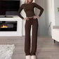 👚 50% OFF NOW!✨ Women's Casual 2-Piece Set – Slim Top & Straight-Leg Pants – Soft Stretch Fabric 🌿