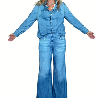 👖 60% OFF NOW! 🌙 Women's Faux Denim Pajama Set – Soft, Comfortable & Stylish Loungewear for Sleep or Home 🏠