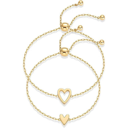 💖 50% OFF NOW! 💑 Matching Heart Charm Bracelet Set – Stainless Steel & Adjustable ✨