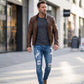 👖 50% OFF NOW! 🔥Men’s Stylish Distressed Skinny Jeans – Edgy Ripped Design & Slim Tapered Fit ✨