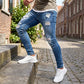 👖 50% OFF NOW! 🔥Men’s Stylish Distressed Skinny Jeans – Edgy Ripped Design & Slim Tapered Fit ✨