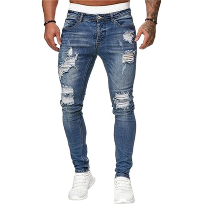 👖 50% OFF NOW! 🔥Men’s Stylish Distressed Skinny Jeans – Edgy Ripped Design & Slim Tapered Fit ✨