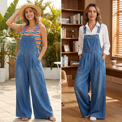 👖 50% OFF NOW!✨ Women's Sleeveless Denim Overalls – Wide-Leg & Adjustable Straps – Casual Loose Jumpsuit 🌿