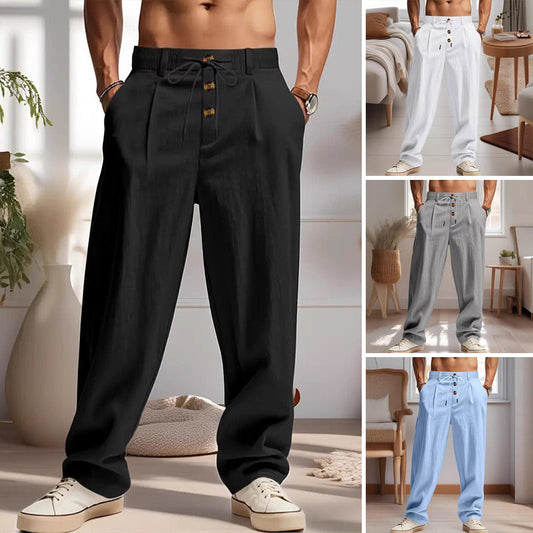 👖 50% OFF NOW! 🌿 Men's Casual Drawstring Pants – Linen Blend, Loose Fit & Breathable Fabric 🧵