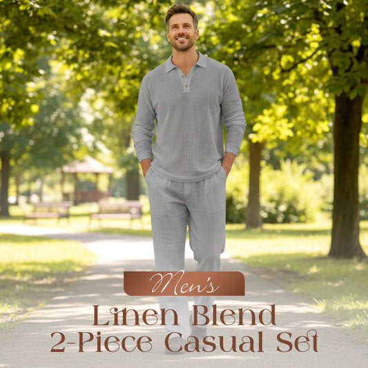 🌊 50% OFF NOW! 👔 Breathable Linen Blend 2-Piece Set – Collared Shirt & Loose Pants for Summer 🍃🩳