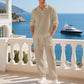 🌊 50% OFF NOW! 👔 Breathable Linen Blend 2-Piece Set – Collared Shirt & Loose Pants for Summer 🍃🩳