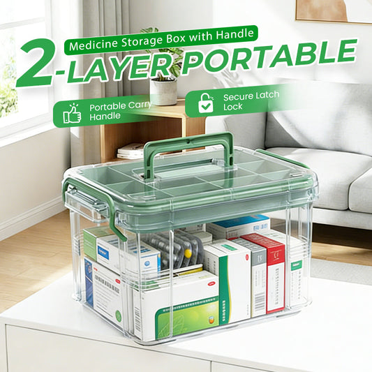 💊 60% OFF NOW! 👜 2-Layer Portable Medicine Box – Compact with Handle, Child-Lock Compartments & Water-Resistant Design 🚑