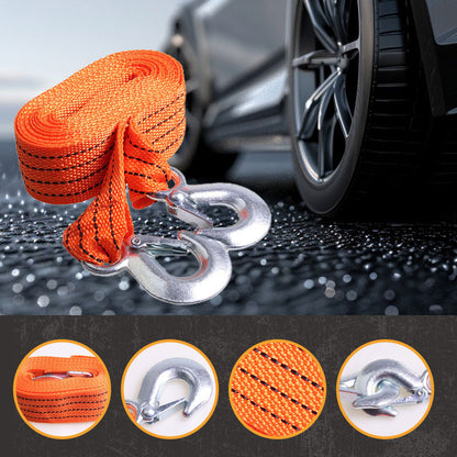 🚗 50% OFF NOW! 🔗 Heavy Duty Tow Strap with Hooks – 3 Ton Capacity, 13ft Length & High Visibility – For Cars, SUVs & Light Trucks ✨