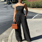 ✨ 50% OFF NOW! 💕 Strapless Crinkle Wide-Leg Jumpsuit – Effortless Elegance & High-Waist Glamour 💃