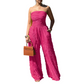 ✨ 50% OFF NOW! 💕 Strapless Crinkle Wide-Leg Jumpsuit – Effortless Elegance & High-Waist Glamour 💃