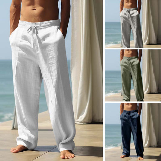 🧘‍♂️ 50% OFF NOW! 🌿 Men's Casual Loose Linen Pants – Drawstring Waist & Straight Leg 👖
