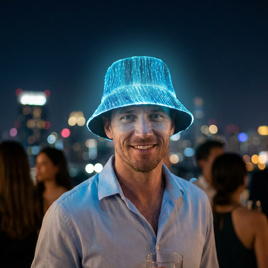 💎 55% OFF NOW 🌈 Glowing Fiber Optic Bucket Hat – USB Rechargeable & Multi-Color Light Show 🧢✨