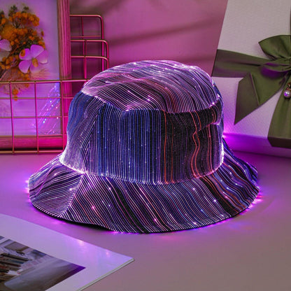 💎 55% OFF NOW 🌈 Glowing Fiber Optic Bucket Hat – USB Rechargeable & Multi-Color Light Show 🧢✨