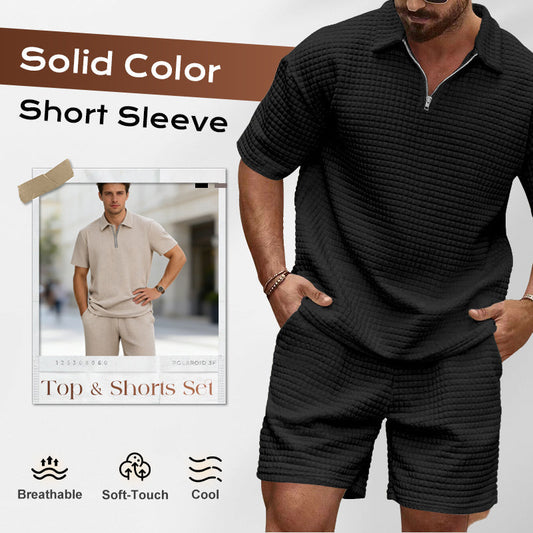 🔥 50% OFF NOW! 👕 Men's Solid Color Short Sleeve Set – Effortless Style & Ultimate Comfort 🩳✨