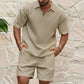 🔥 50% OFF NOW! 👕 Men's Solid Color Short Sleeve Set – Effortless Style & Ultimate Comfort 🩳✨