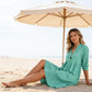 🌿 50% OFF NOW! 👗 Women's V-Neck Midi Dress – Breathable Cotton, Empire Waist & Pockets