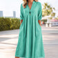 🌿 50% OFF NOW! 👗 Women's V-Neck Midi Dress – Breathable Cotton, Empire Waist & Pockets