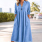 🌿 50% OFF NOW! 👗 Women's V-Neck Midi Dress – Breathable Cotton, Empire Waist & Pockets
