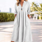 🌿 50% OFF NOW! 👗 Women's V-Neck Midi Dress – Breathable Cotton, Empire Waist & Pockets