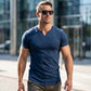 💎 50% OFF NOW! ⚡ Men's Casual Solid Athletic T-Shirt – Slim Fit, Notched V-Neck & Premium Stretch Fabric 👕🔥