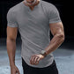 💎 50% OFF NOW! ⚡ Men's Casual Solid Athletic T-Shirt – Slim Fit, Notched V-Neck & Premium Stretch Fabric 👕🔥