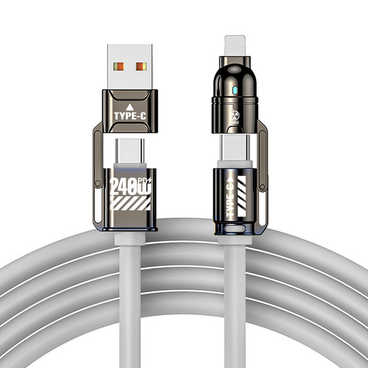 🔌 50% OFF NOW ✨ 4-in-1 Fast Charging Cable — 240W PD & Liquid Silicone ⚡