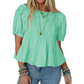 🎀 50% OFF NOW! ✨ Women's Puff Sleeve Smocked Peplum Top – Romantic Fit, Flowy Tiered Hem & Chic White Style 👗