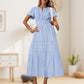 💎 50% OFF! 👗 Women's Boho Smocked Maxi Dress – Flowy Tiered Skirt, V-Neck & Breathable Fabric 🌿